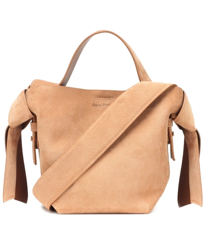 Shop Acne Studios Musubi Mini Suede Shoulder Bag In Beige