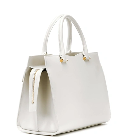 Shop Saint Laurent Uptown Medium Leather Tote In Beige