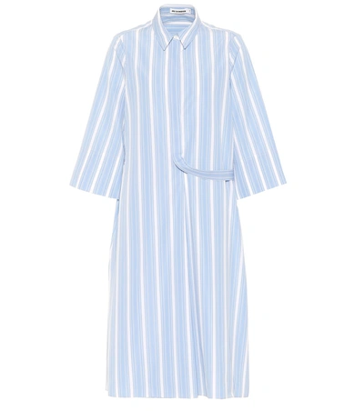 Shop Jil Sander Cotton Striped Shirt Dress In Blue