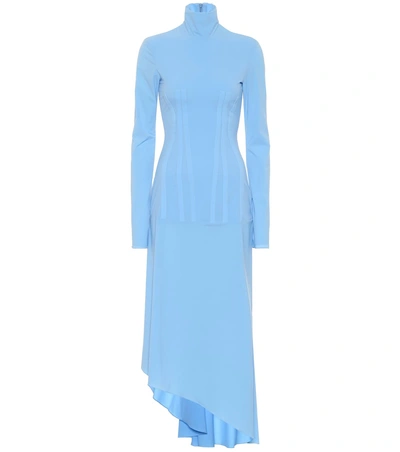 Shop Ellery Dumont Crêpe Turtleneck Dress In Blue