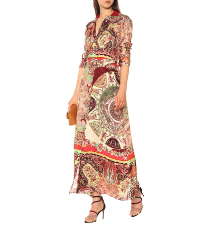 Shop Etro Printed Silk-blend Maxi Dress In Multicoloured