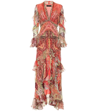 Shop Etro Ruffled Printed Silk Dress In Multicoloured