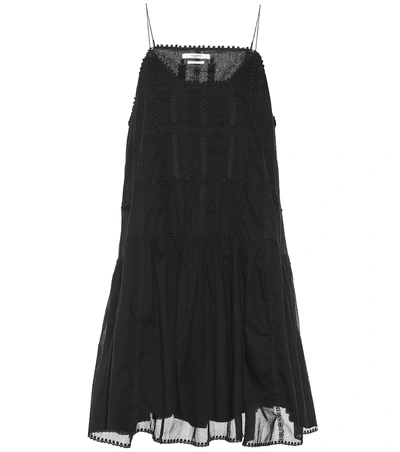 Shop Isabel Marant Étoile Amelie Embroidered Cotton Dress In Black