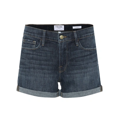 Shop Frame Le Cutoff Denim Shorts In Blue