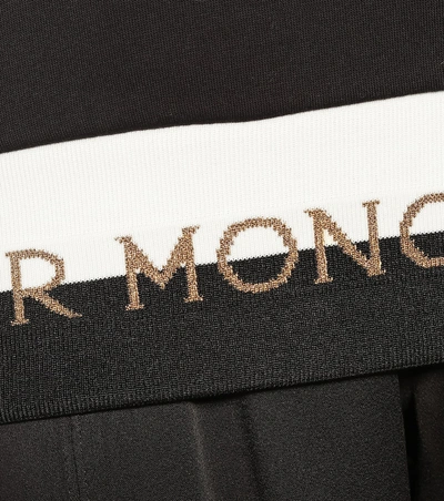 Shop Moncler Logo Cotton Hoodie In Black