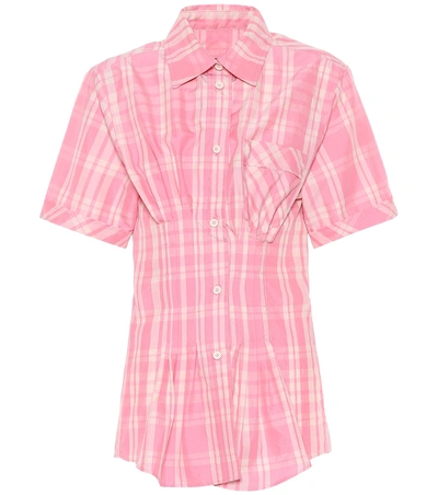 Shop Isabel Marant Emily Checked Cotton-blend Shirt In Pink