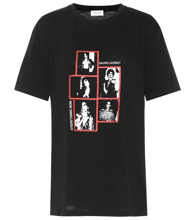 Shop Saint Laurent Printed Cotton T-shirt In Black