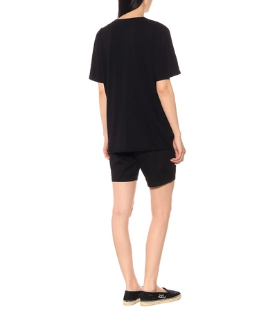 Shop Saint Laurent Printed Cotton T-shirt In Black