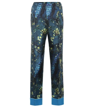 Shop F.r.s For Restless Sleepers Etere Silk Pajama Pants In Blue
