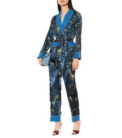 Shop F.r.s For Restless Sleepers Etere Silk Pajama Pants In Blue