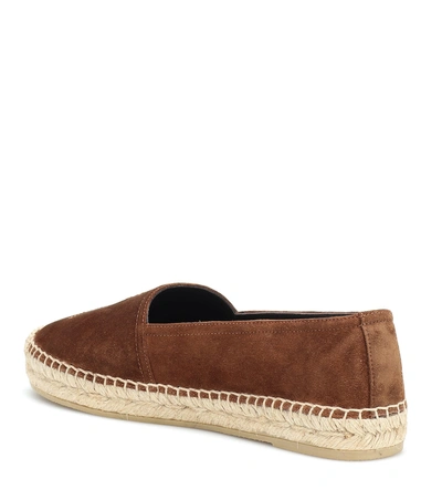 Shop Saint Laurent Monogram Suede Espadrilles In Brown