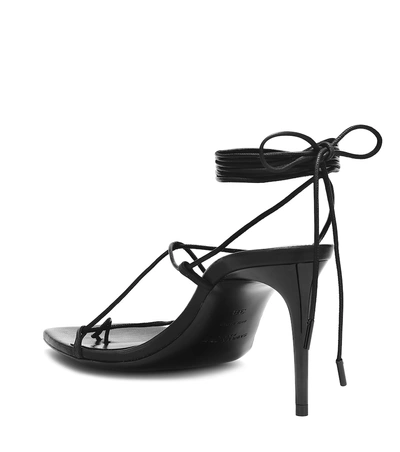 Shop Saint Laurent Paris 75 Leather Sandals In Black