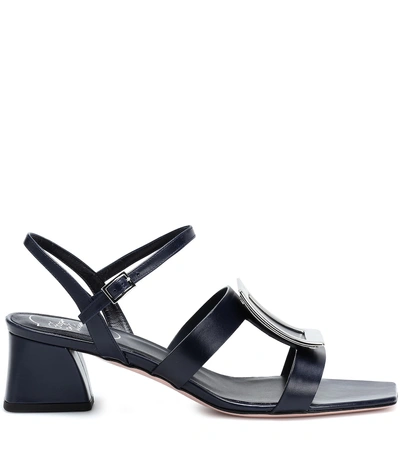 Shop Roger Vivier Chips Leather Sandals In Blue