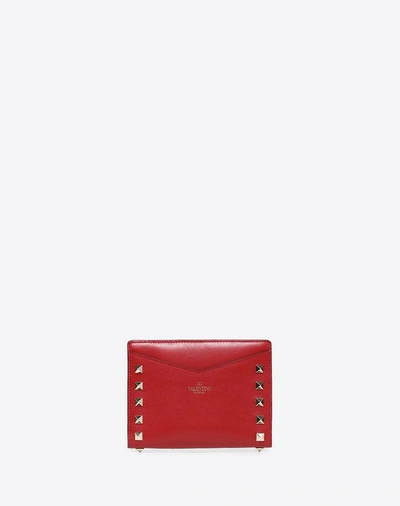 Shop Valentino Garavani Rockstud Zipped Wallet In Rosso
