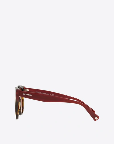 Shop Valentino Occhiali Color-block Square Frame Acetate Sunglasses In Dark Brown