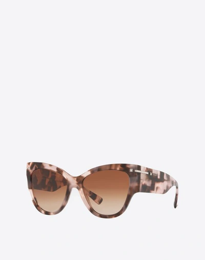 Shop Valentino Occhiali Cat-eye Frame Acetate Sunglasses In Brown