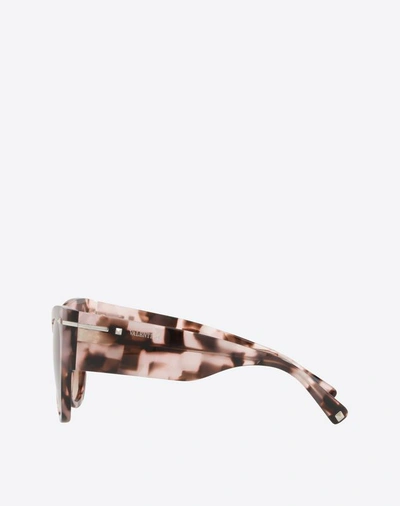 Shop Valentino Occhiali Cat-eye Frame Acetate Sunglasses In Brown