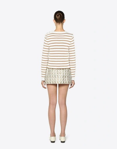 Shop Valentino Tussah Logo Brocade Shorts Women Ivory 47% Viscose, 21% Cotton, 18% Tussah Silk, 11% Silk,