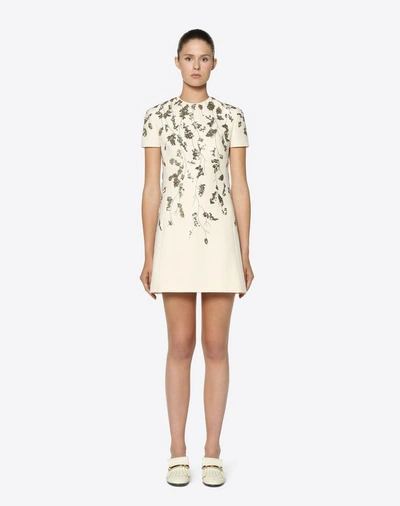Shop Valentino Embroidered Crêpe Couture Dress In Ivory