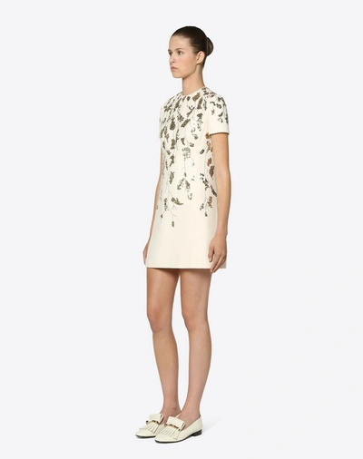 Shop Valentino Embroidered Crêpe Couture Dress In Ivory