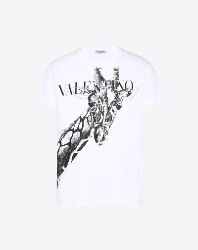 Shop Valentino Giraffe T-shirt In White