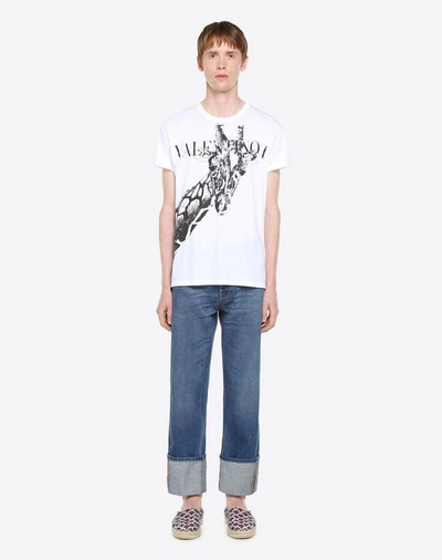 Shop Valentino Giraffe T-shirt In White