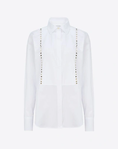 Shop Valentino Rockstud Untitled Poplin Shirt In White