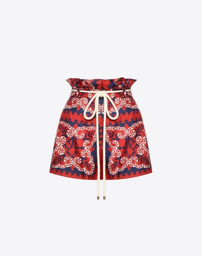 Shop Valentino Mini Bandana Twill Shorts In Multicolored