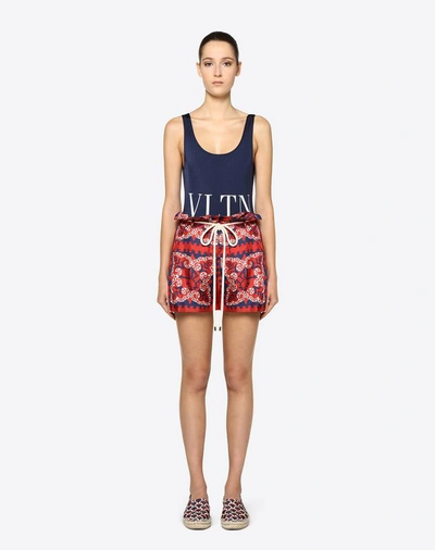Shop Valentino Mini Bandana Twill Shorts In Multicolored