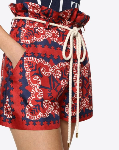 Shop Valentino Mini Bandana Twill Shorts In Multicolored