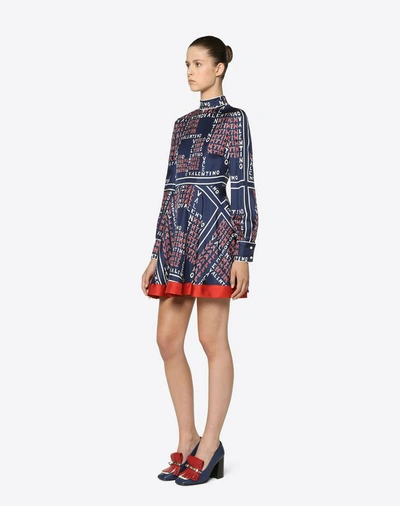 Shop Valentino Puzzle Twill Dress In Multicolored