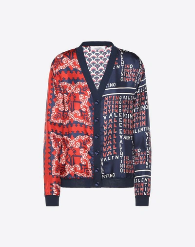 Shop Valentino Printed Twill And Wool Cardigan In Multicolored