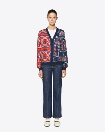 Shop Valentino Printed Twill And Wool Cardigan In Multicolored