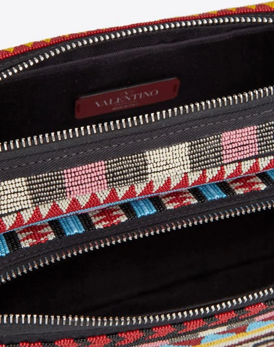 Shop Valentino Garavani Uomo Goatskin Embroidered Belt Bag Man Ruby 100% Goatskin S