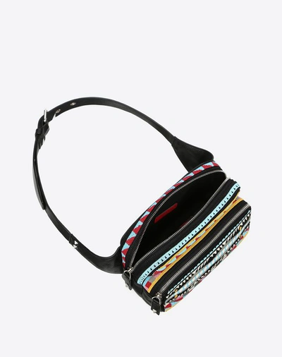 Shop Valentino Garavani Uomo Goatskin Embroidered Belt Bag Man Black 100% Goatskin M