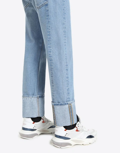 Shop Valentino Uomo Baggy Fit Jeans In Azure