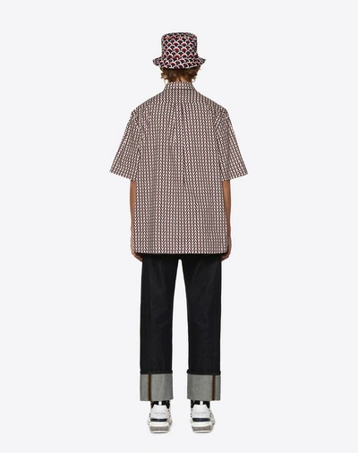Shop Valentino Uomo Optical  Print Polo Shirt Man Maroon 100% Cotton 41