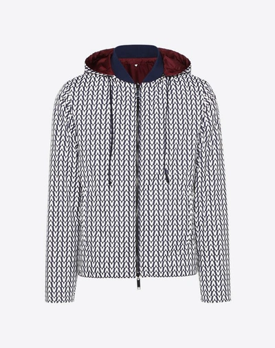 Shop Valentino Uomo Optical  Reversible Jacket Man Blue 83% Poliestere, 14% Polyamide, 3% Elasta