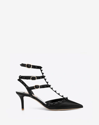 Shop Valentino Garavani Rockstud Ankle Strap Pump With Tonal Studs 65 Mm In Black