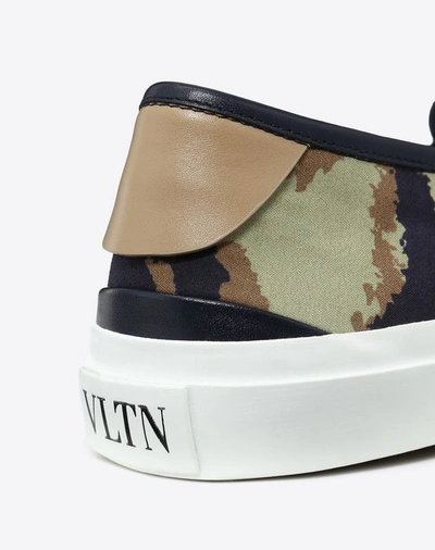 Shop Valentino Fabric Scale Print Slip-on In Blue