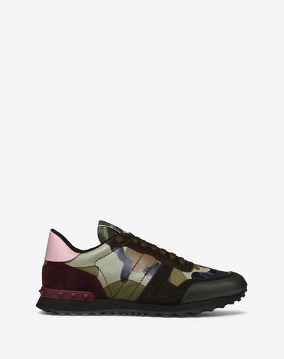 Shop Valentino Garavani Uomo Camouflage Rockrunner Sneaker In Military Green