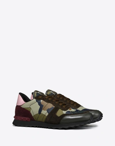 Shop Valentino Garavani Uomo Camouflage Rockrunner Sneaker In Military Green