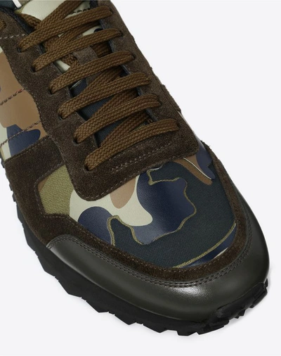 Shop Valentino Garavani Uomo Camouflage Rockrunner Sneaker In Military Green