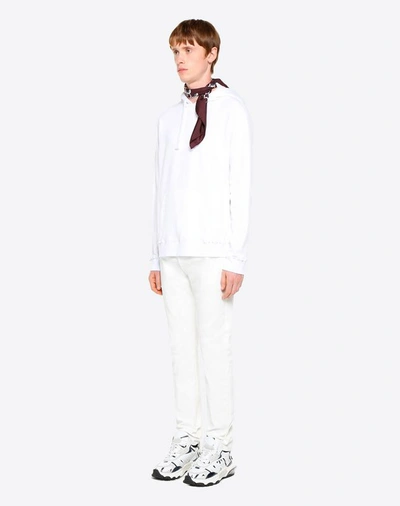 Shop Valentino Rockstud Untitled Hooded Jersey Sweatshirt Man White  M