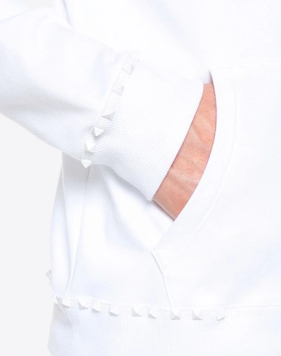 Shop Valentino Rockstud Untitled Hooded Jersey Sweatshirt Man White  M