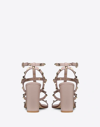 Shop Valentino Garavani Rockstud Ankle Strap Sandal 90 Mm In Poudre