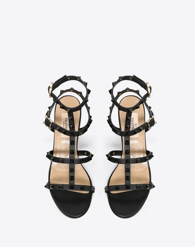 Shop Valentino Garavani Rockstud Ankle Strap Calfskin Leather Sandal With Tonal Studs 60 Mm In Black