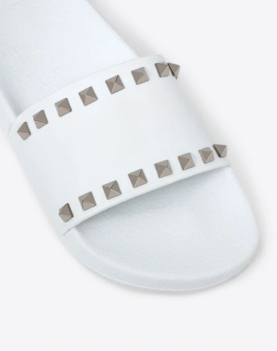 Shop Valentino Garavani Rubber Rockstud Slide In White