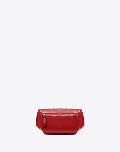 Shop Valentino Garavani Rockstud Spike Nappa Leather Belt Bag In Rosso
