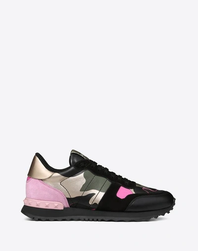 Shop Valentino Metallic Details Camouflage Trainer In Multicolored